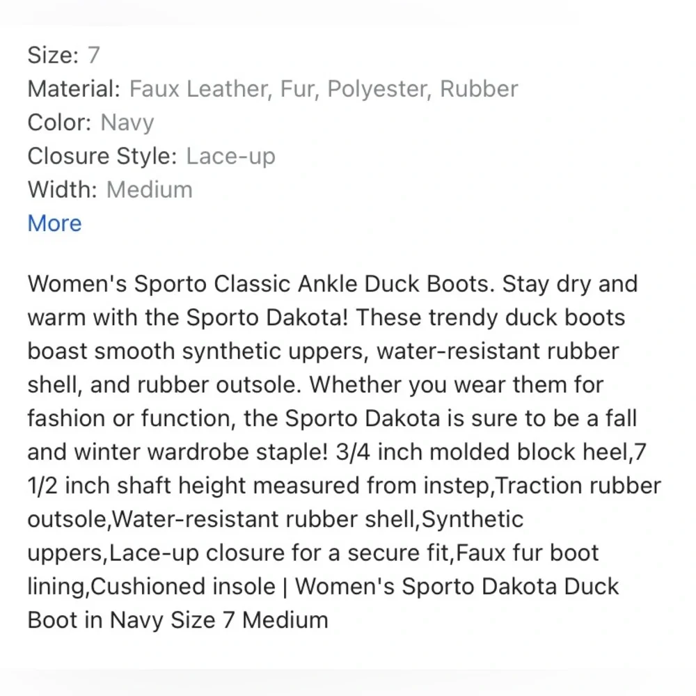 Sporto Dakota Pebble Faux Fur Lined Duck Boot